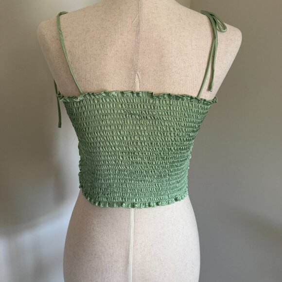 Sage Green Satin Tie-Strap Tank Top - Picture 3 of 6